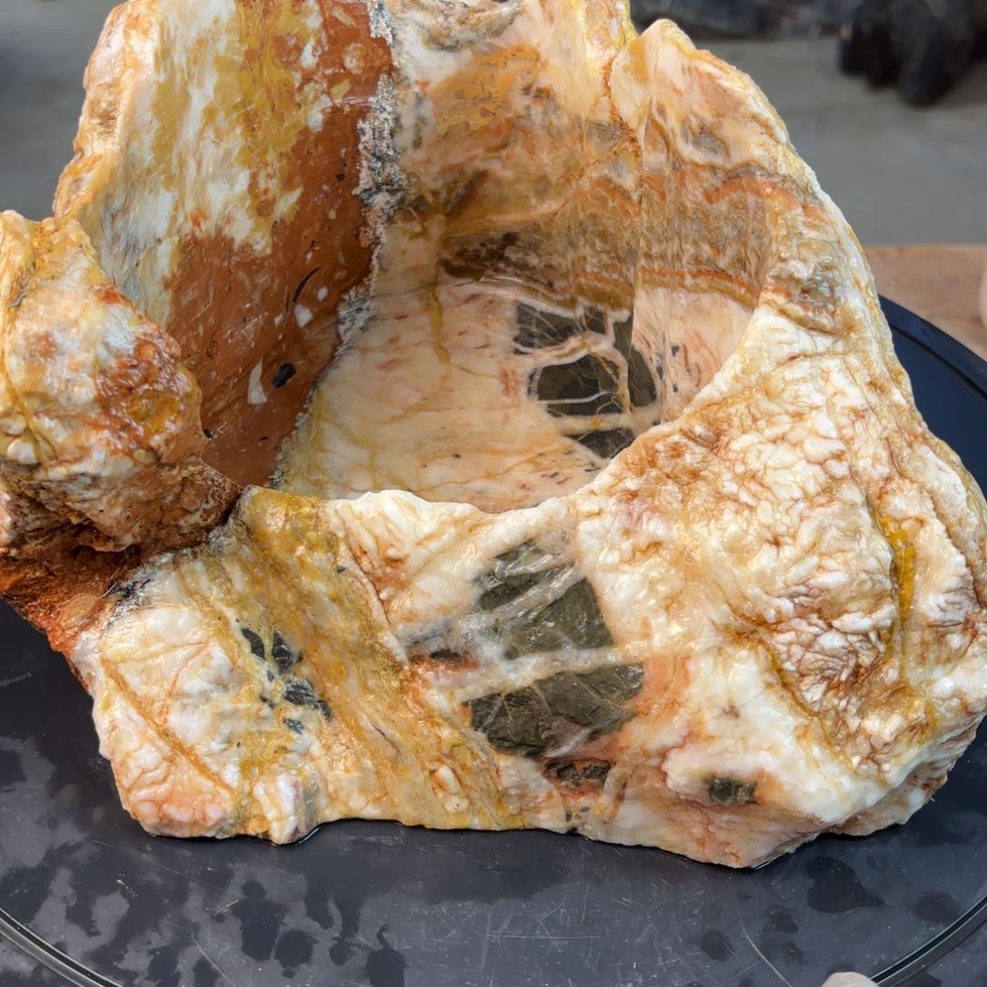 石头用****3灵璧石花盆 天然外形