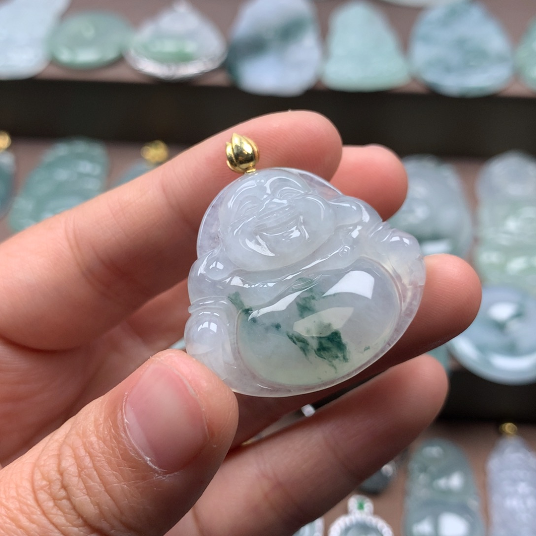 颈饰18K金镶嵌翡翠天然翡翠