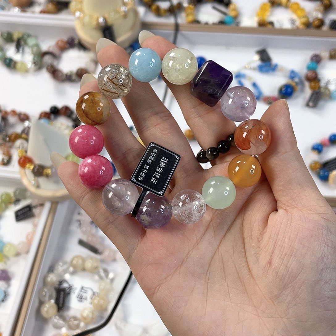 水晶手链银S925镀金镶嵌