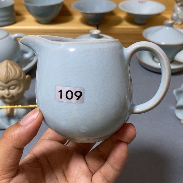 杯子陶瓷微瑕天青企鹅公道