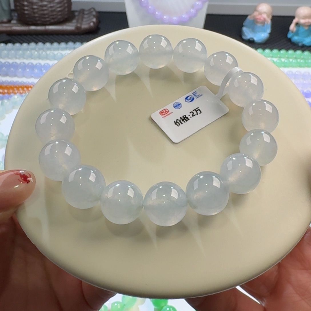 翡翠手链未镶嵌新款大漏款大白单圈12-13+mm