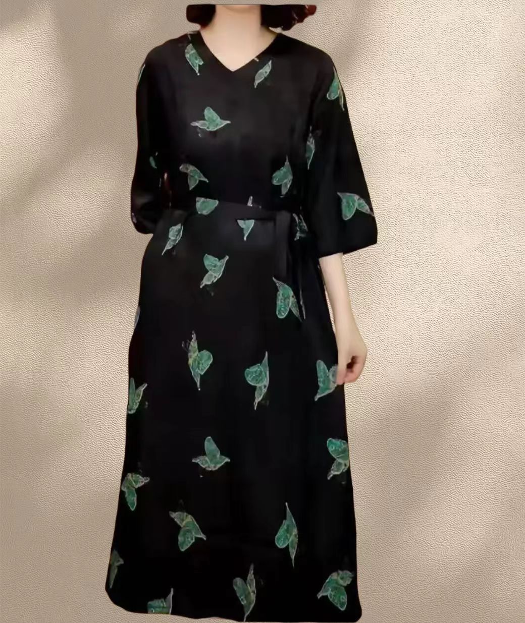 绿蝶 时尚轻奢亲肤透气中长款连衣裙