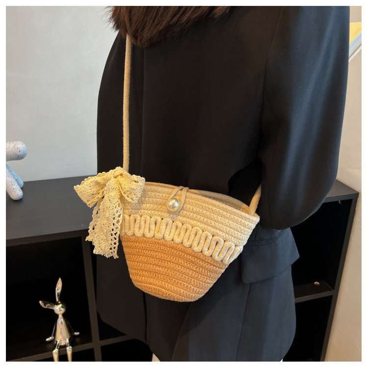 文艺小包包女草编包沙滩编织包女包斜挎小包海边草包2025新款森系