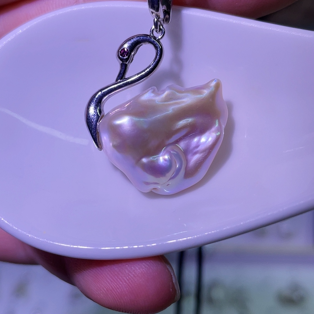 合金天然淡水珍珠吊坠项链淡水珍珠