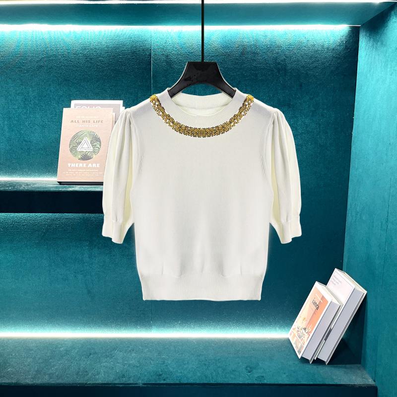 【CENFUN】法式高级感链条气质短袖T恤A22018