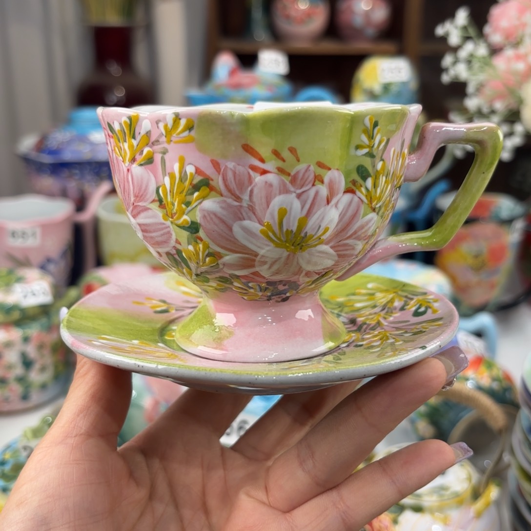 瓷片景德镇手绘高温釉下彩陶瓷茶具