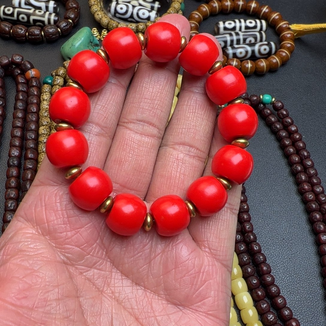 问***站泥塑藏区雪巴琉璃珠 