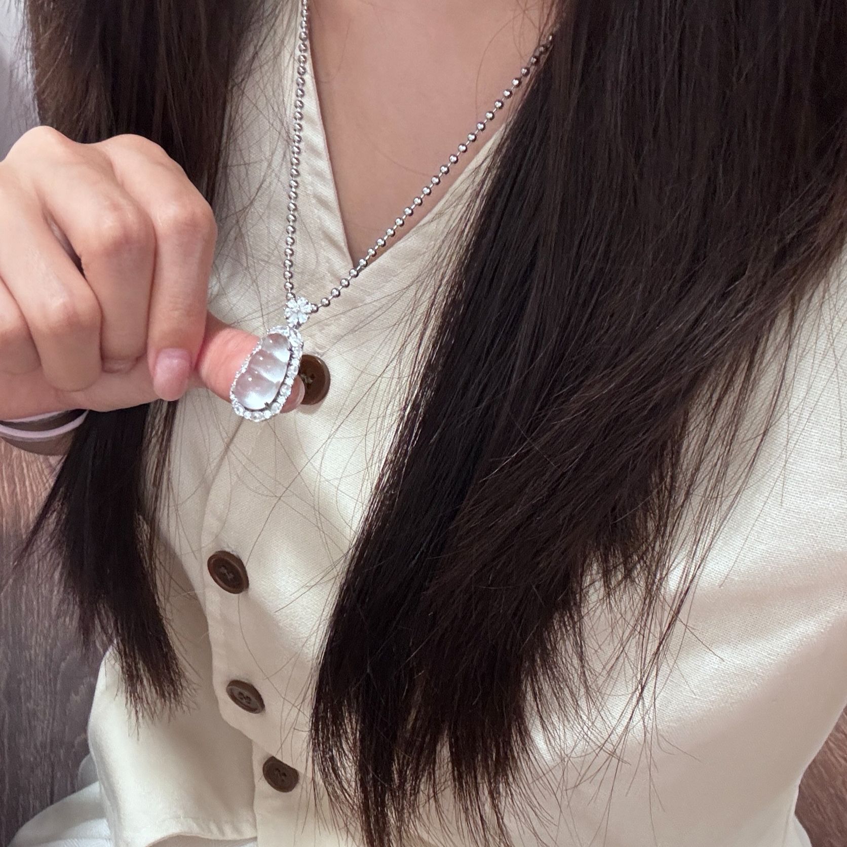 俄国玻璃种银镀金镶满钻小福豆吊坠