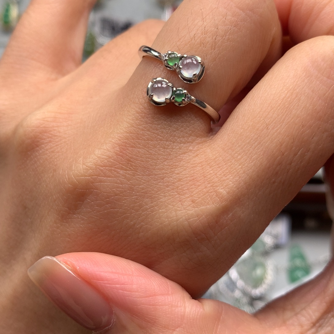 翡翠银S925镶嵌戒指戒指