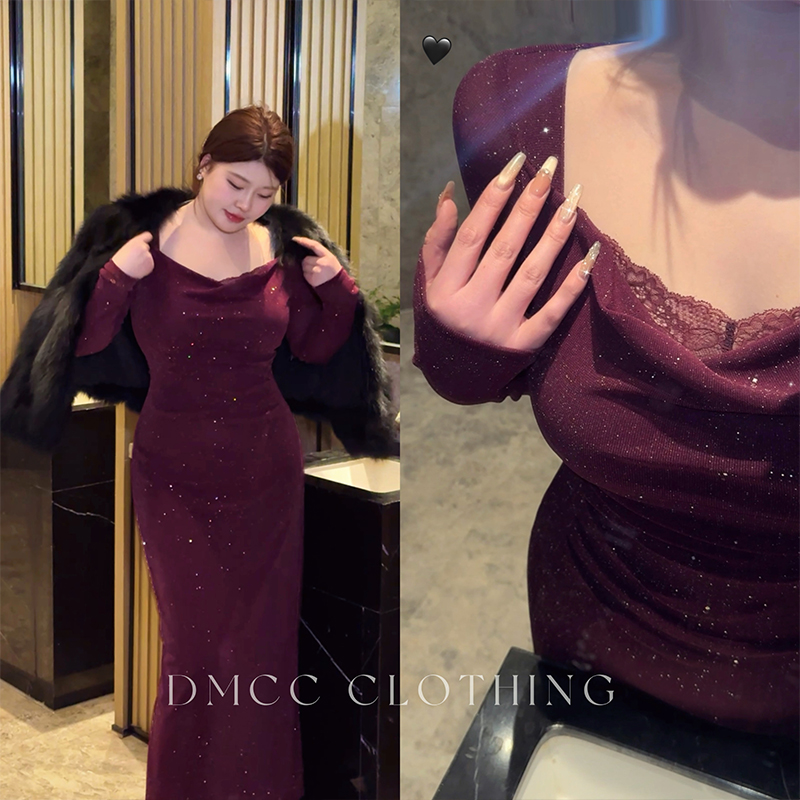 DMCC【暗玫流光】轻熟御姐独特漂亮掐腰连衣裙年会性感气质显瘦长裙