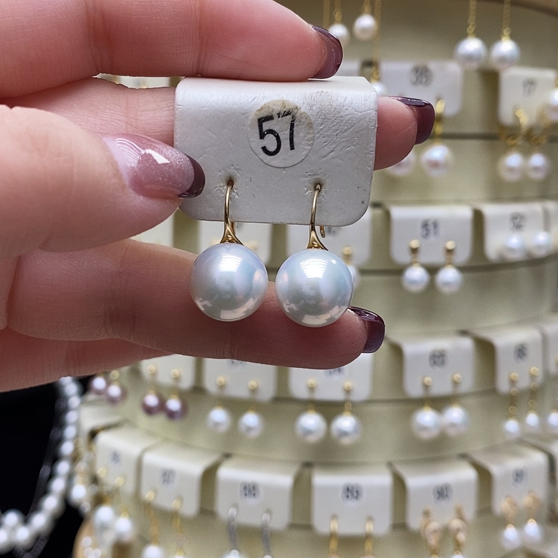 淡水珍珠耳饰18K金镶嵌