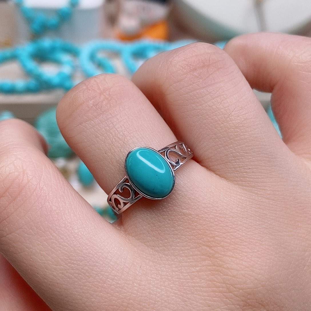 绿松石戒指银S925镶嵌