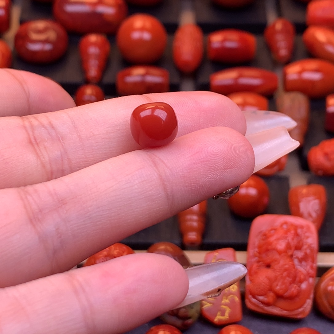 南红玛瑙未镶嵌川料原矿老型单珠9mm