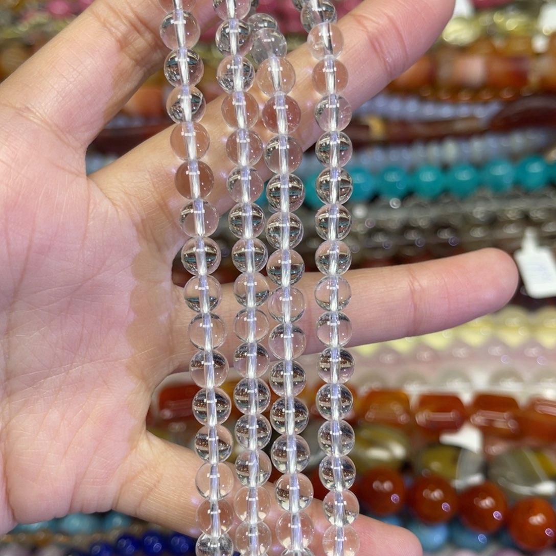 玛瑙/玉髓散珠天然白水晶卡6➕长条38厘米