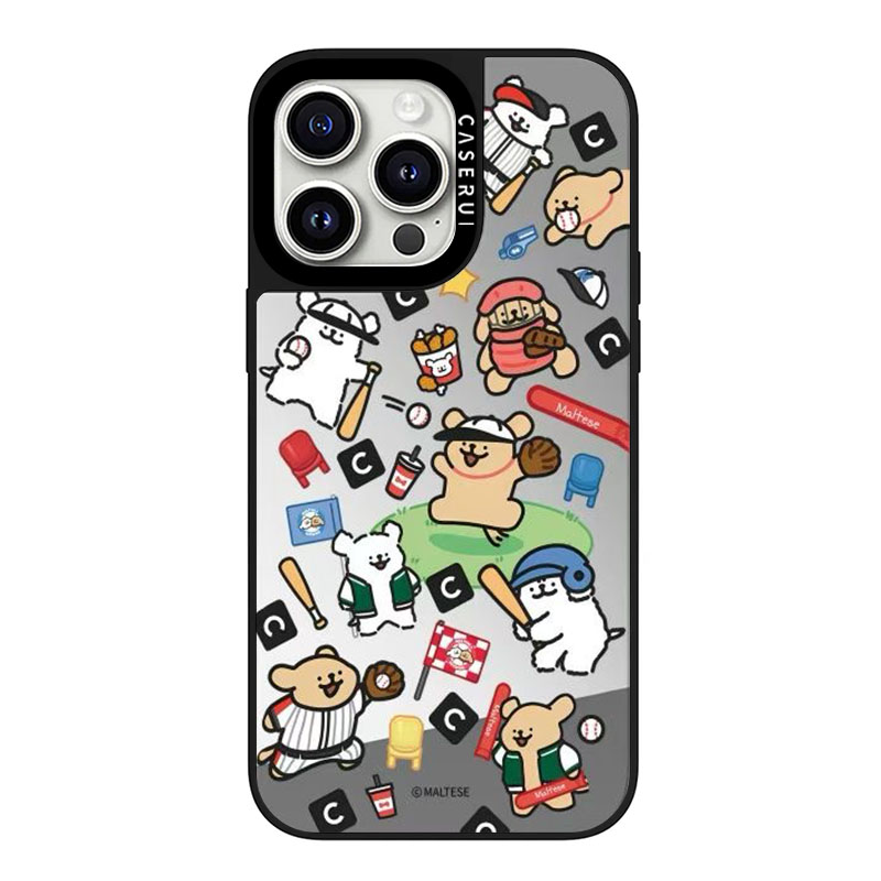 CASE联名棒球手线条小狗镜面17Pro适用iPhone16苹果15/14手机壳13