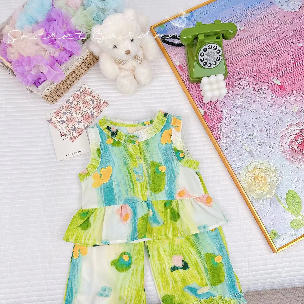 夏季新款水墨小飞袖新中式国风套装 D-S795