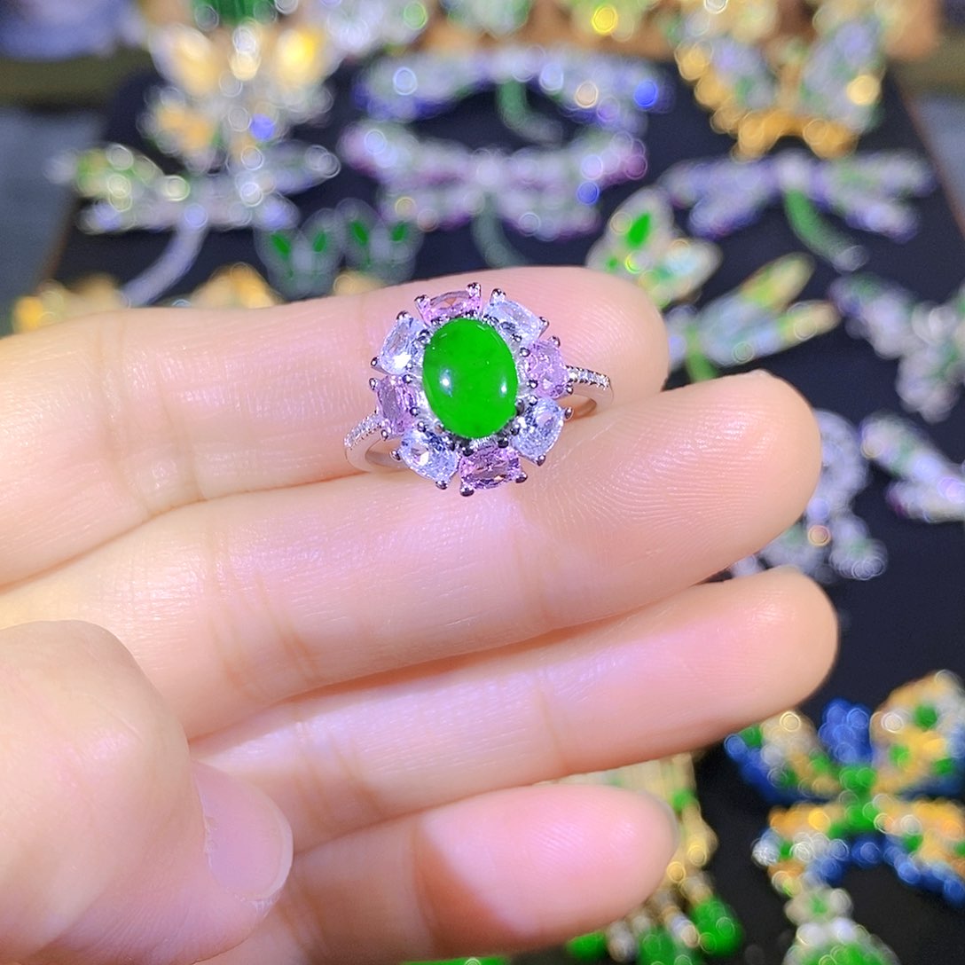 吊坠(不含链)银S925镶嵌翡翠