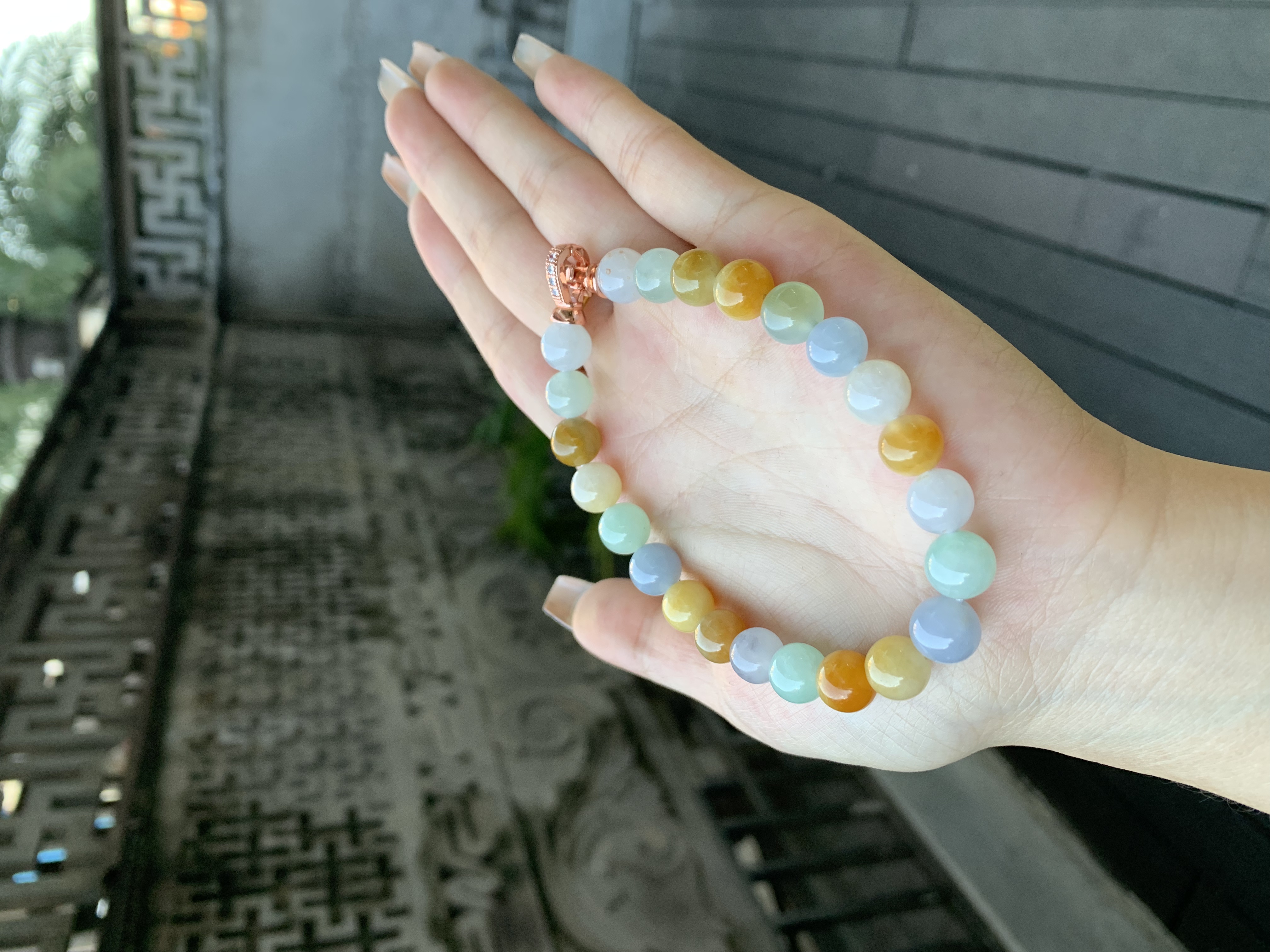 缅甸纯天然翡翠A货多宝糖果色系手串卡8.6mm