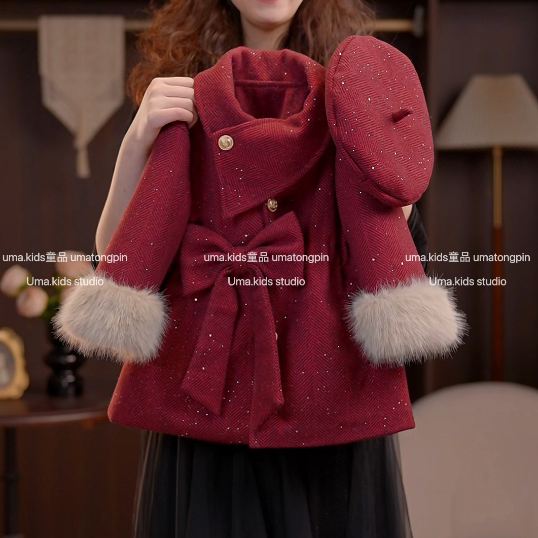 女童新品冬季2025新款百搭中长加绒加厚款童装大衣时尚