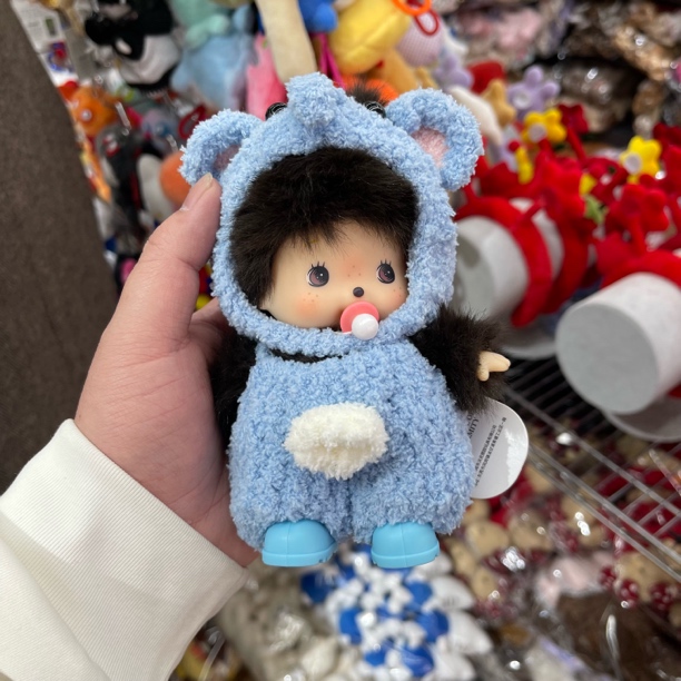 蓝色可爱连帽兔子造型棉花娃娃娃衣