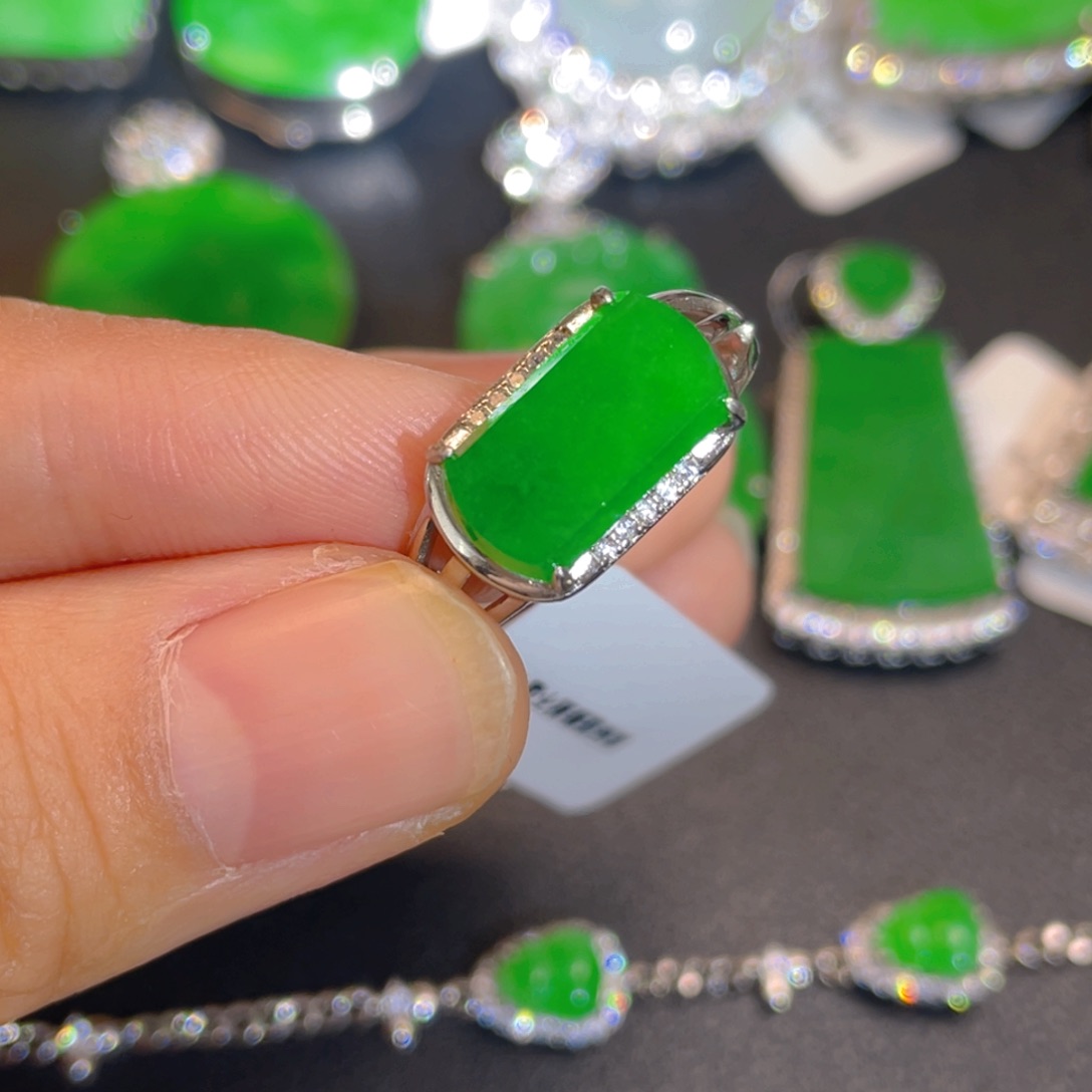 翡翠银S925镶嵌吊坠(不含链)戒指