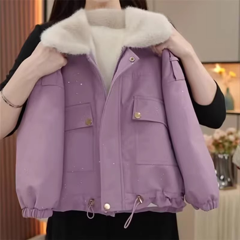 女童加绒外套秋冬款2025新款加厚韩版棉服儿童时尚洋气冬装派克服