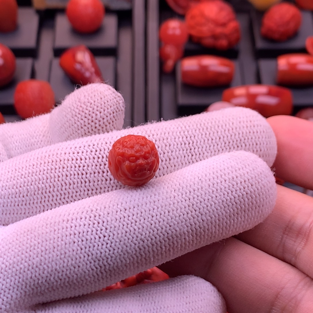 南红玛瑙未镶嵌【传仁】精工雕刻满色满肉大黑天圆珠单珠12mm