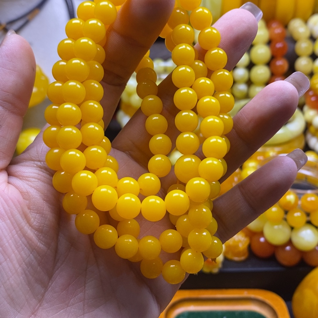 无非金属108鸡油黄8mm念珠全品