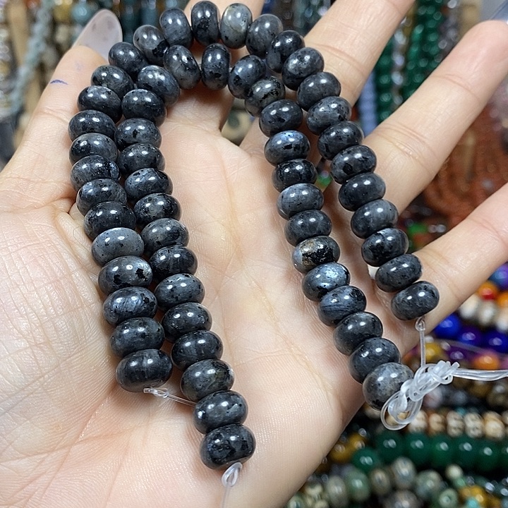 玛瑙/玉髓未镶嵌珠宝半成品天然黑闪光卡10mm短条2条