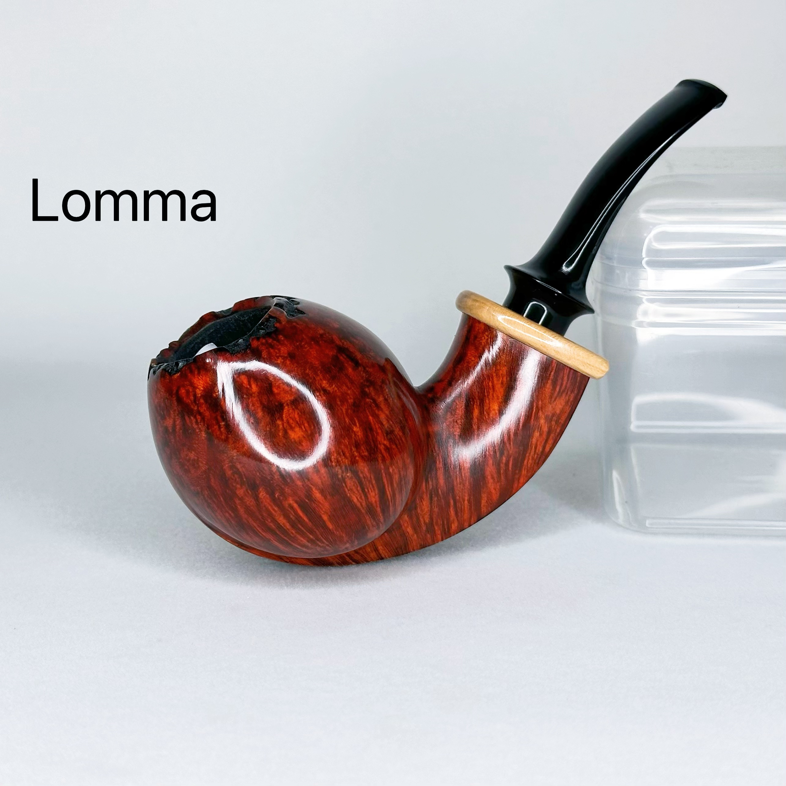 瑞典大师Lomma卢马 切线河豚斗型石楠木手工烟斗 双冠