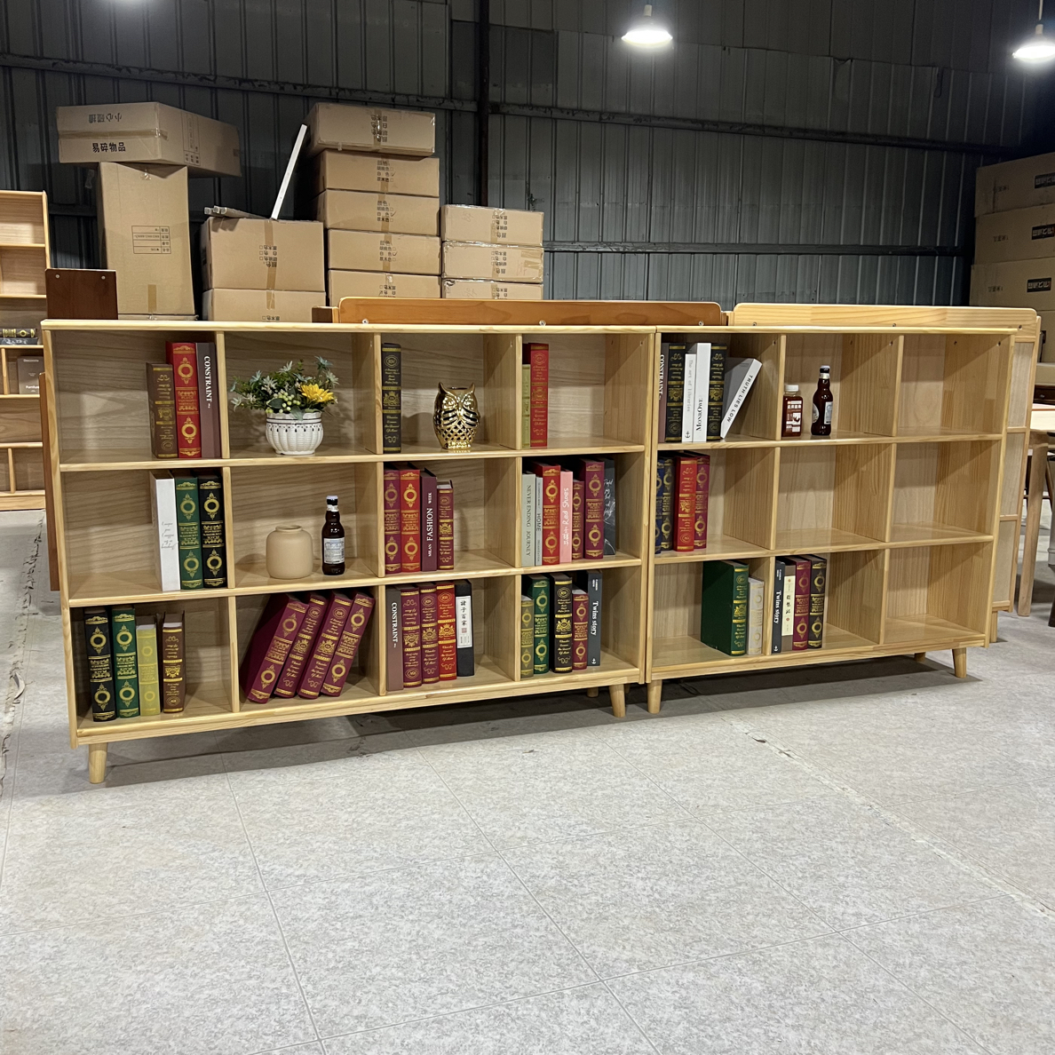 书柜实木格子柜置物架边柜落地展示柜家用