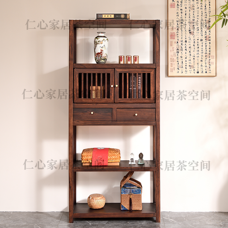 新中式实木博古架摆件茶叶架置物架多宝阁展示柜茶具茶杯收纳架子