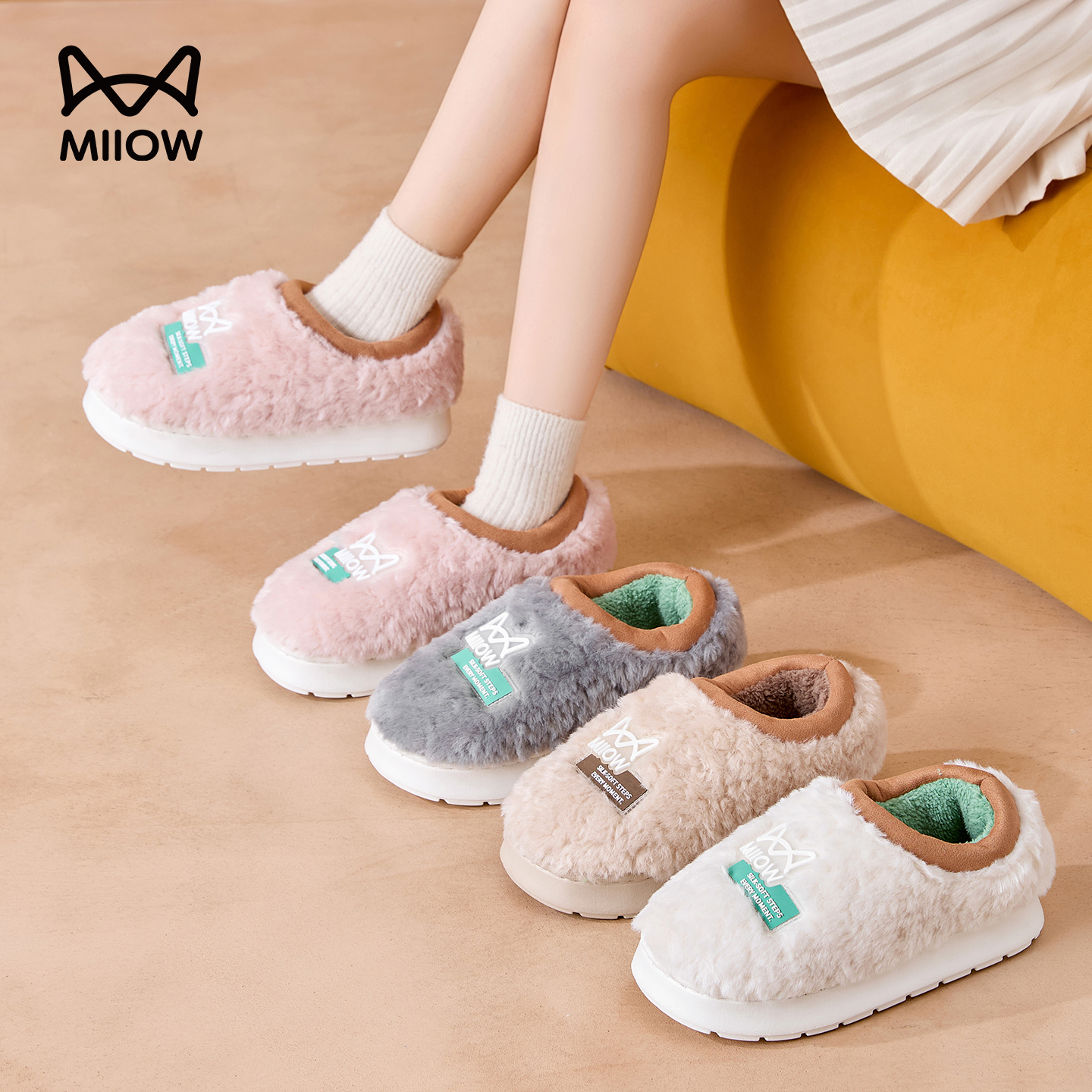 猫人优选棉花糖包跟足弓支撑冬季新款防滑毛绒绒厚底保暖女冬季商品图