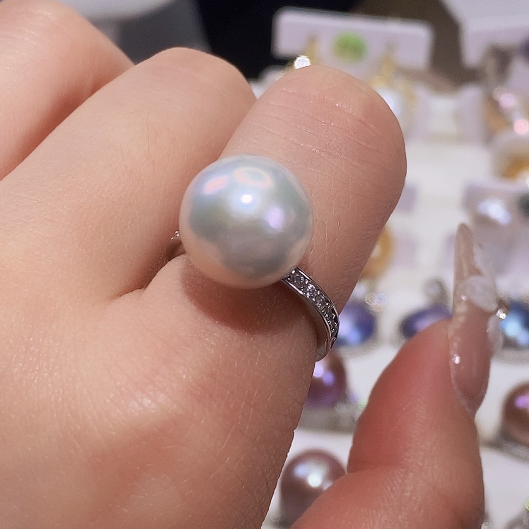 淡水珍珠戒指银S925镶嵌❤️****