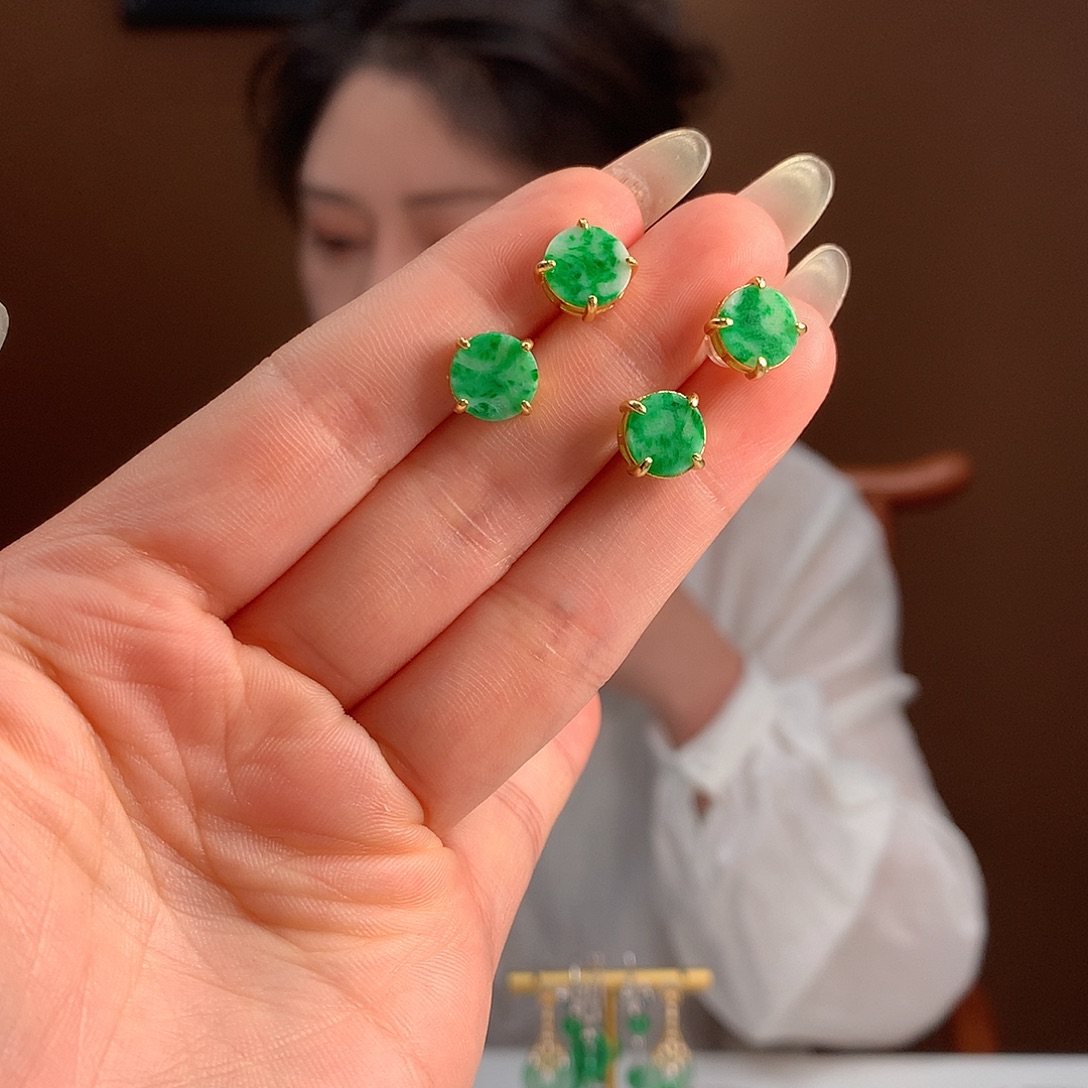 翡翠银S925镶嵌耳饰多样性发1