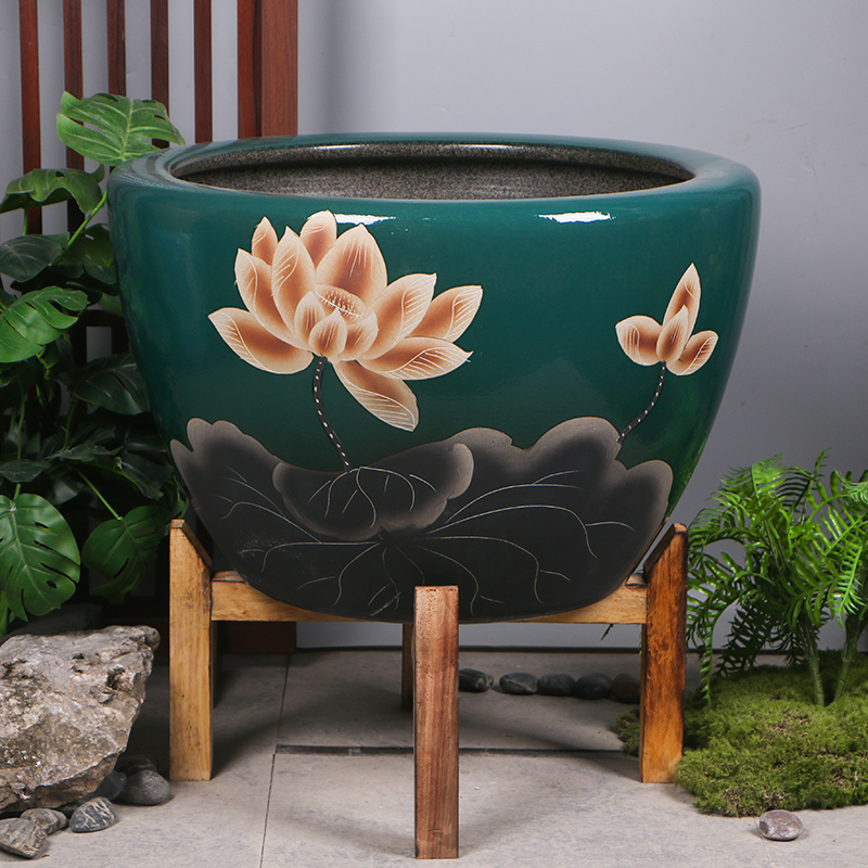 特大号鱼缸可养睡莲荷花适用于阳台客厅庭院