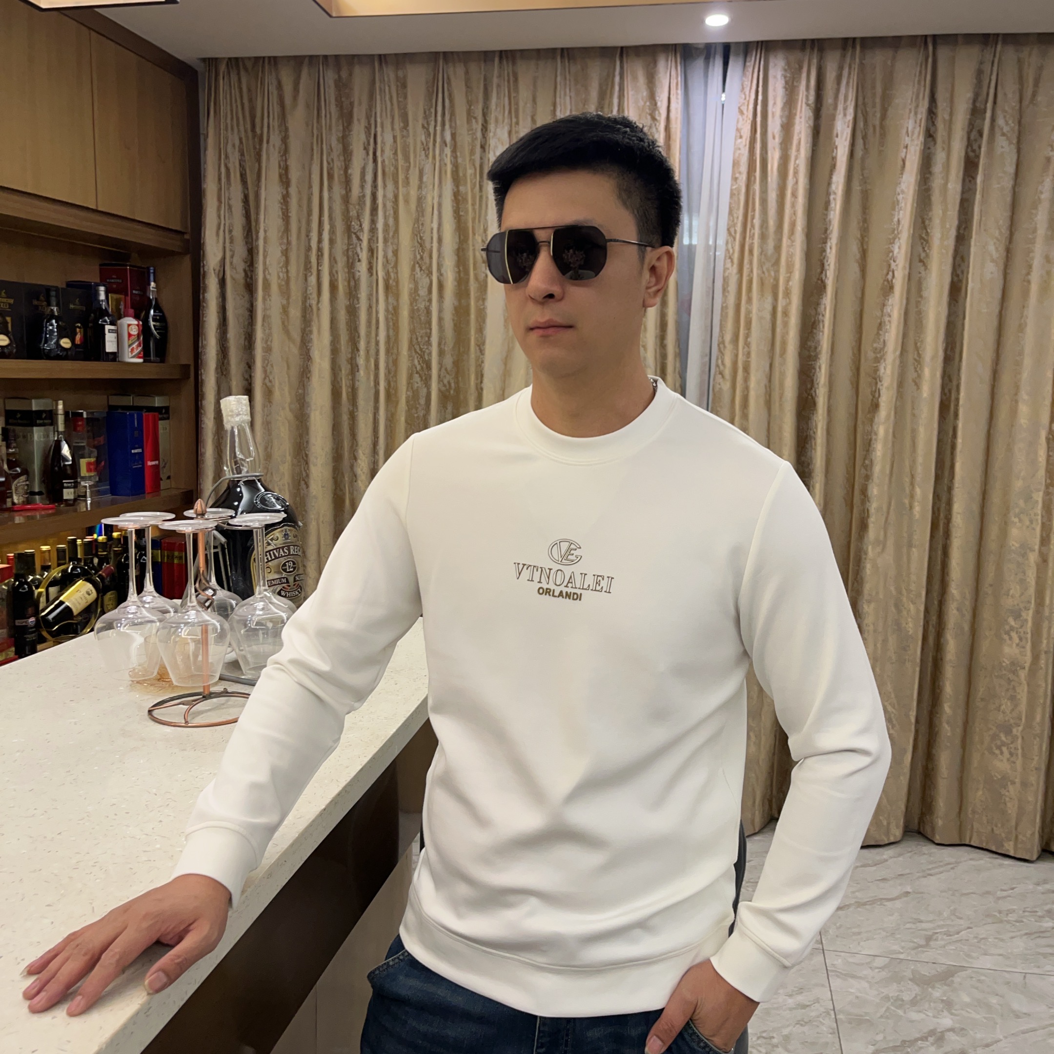 2025秋冬男士新款潮流卫衣印花轻奢欧货时尚休闲圆领6622