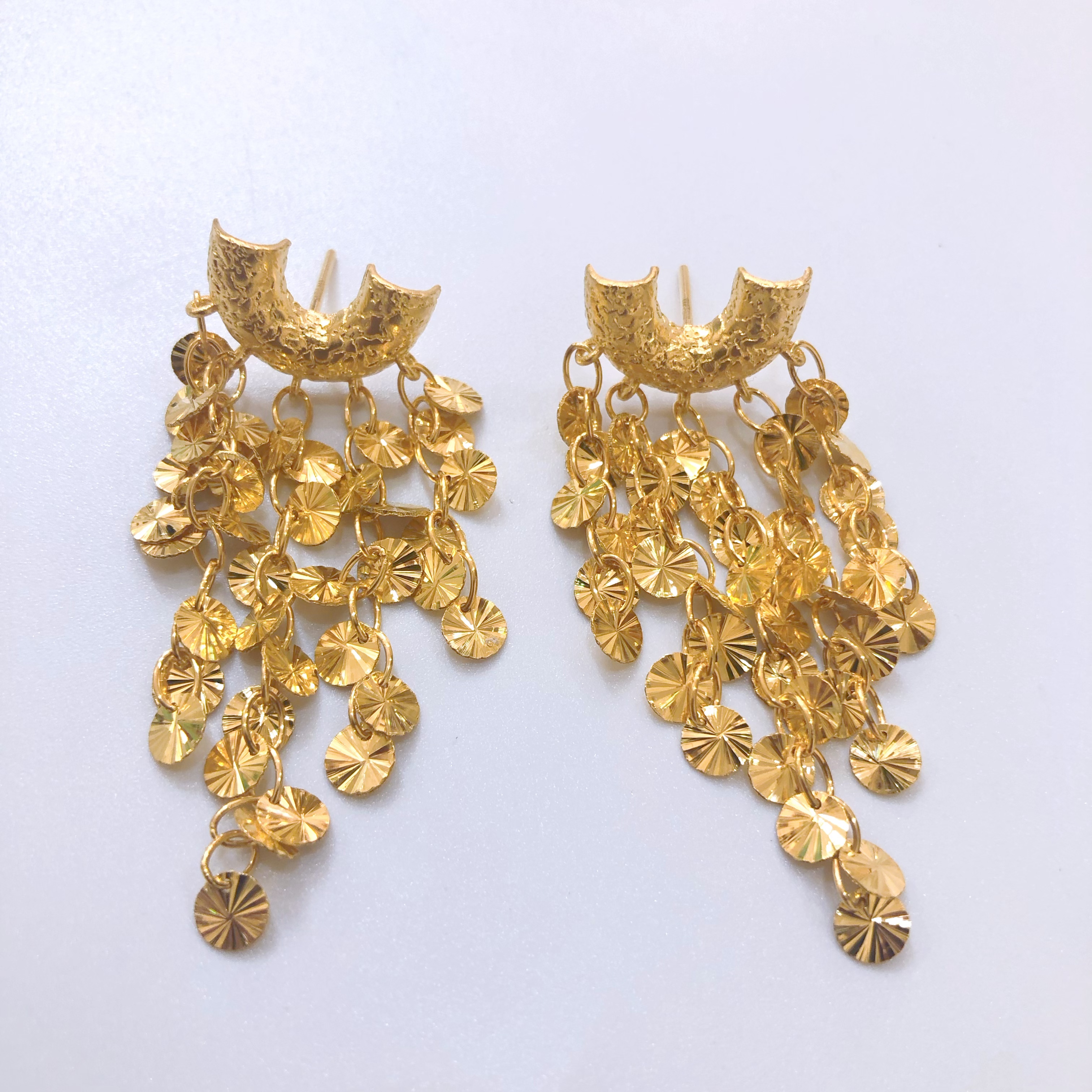 【海葡萄流苏】足金999黄金5G工艺海葡萄闪闪流苏潮流时尚耳钉