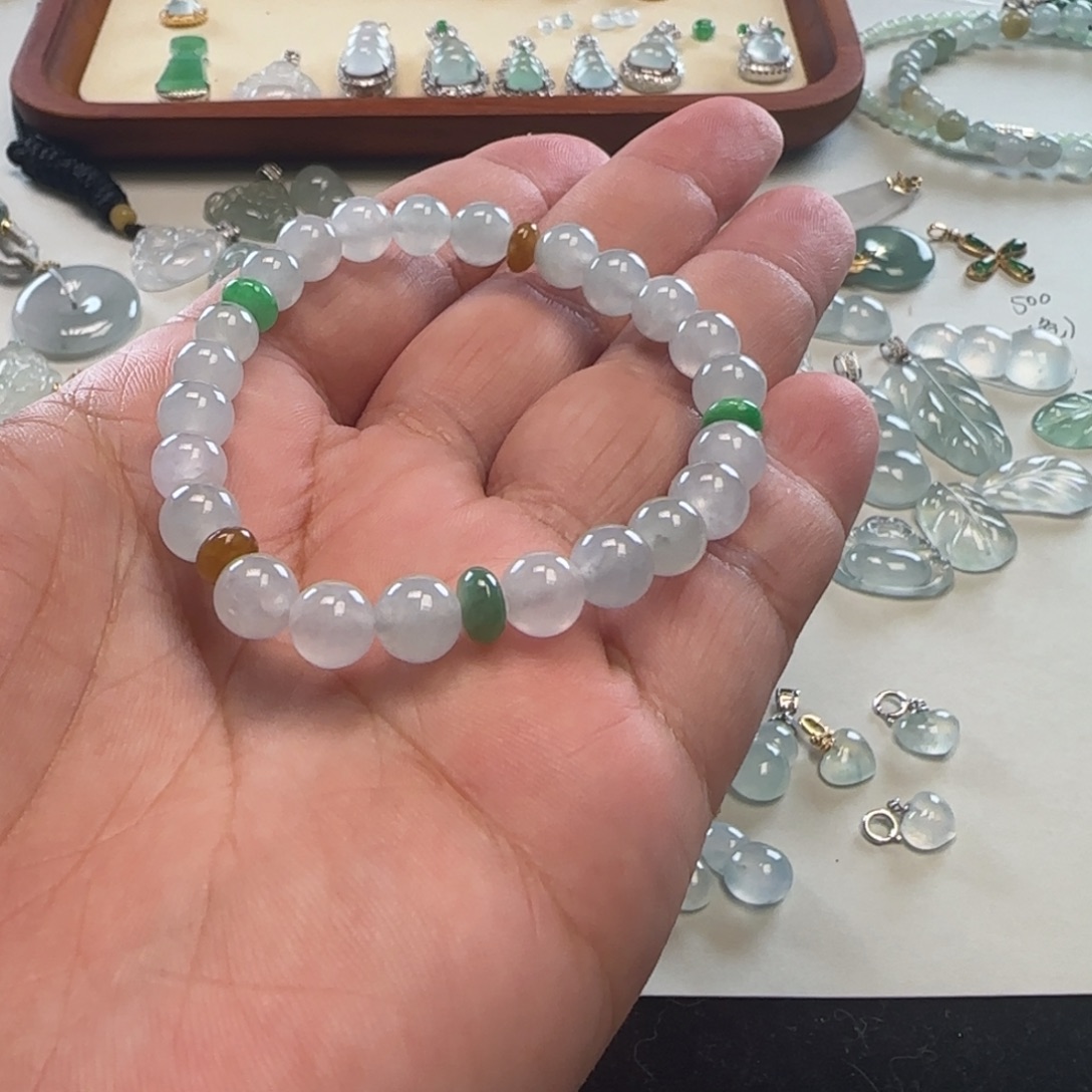 手链翡翠未镶嵌6.5圆珠