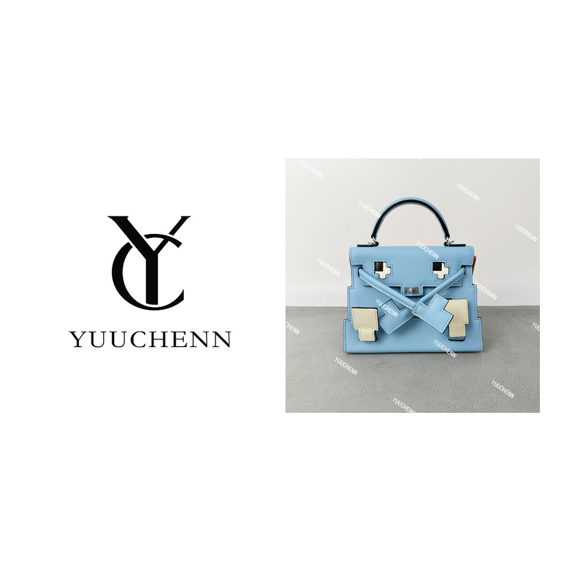 YUUCHENN/【马赛克娃娃】进口皮18cm 糖果蓝 钢五金 HH6267