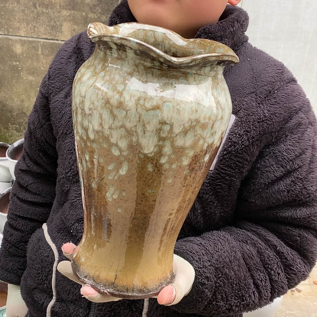 紫砂花盆瑕疵口17高30瑕疵