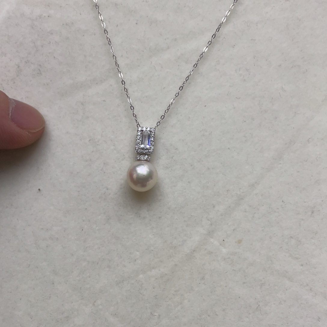 银S925镶嵌海水珍珠项链