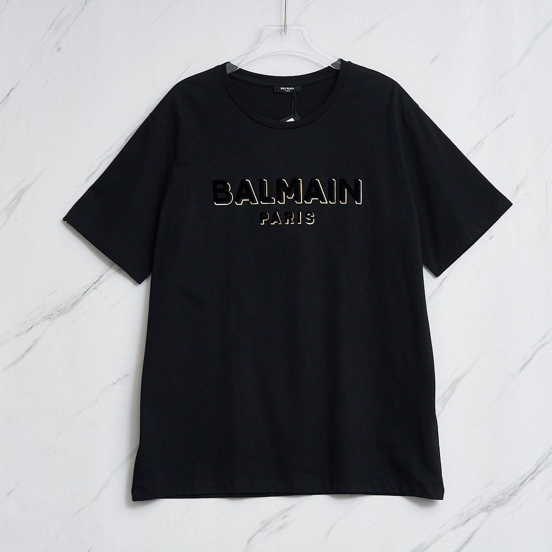 全新未使用 BALMAIN/巴尔曼 男士logo印花T恤B2BU00064