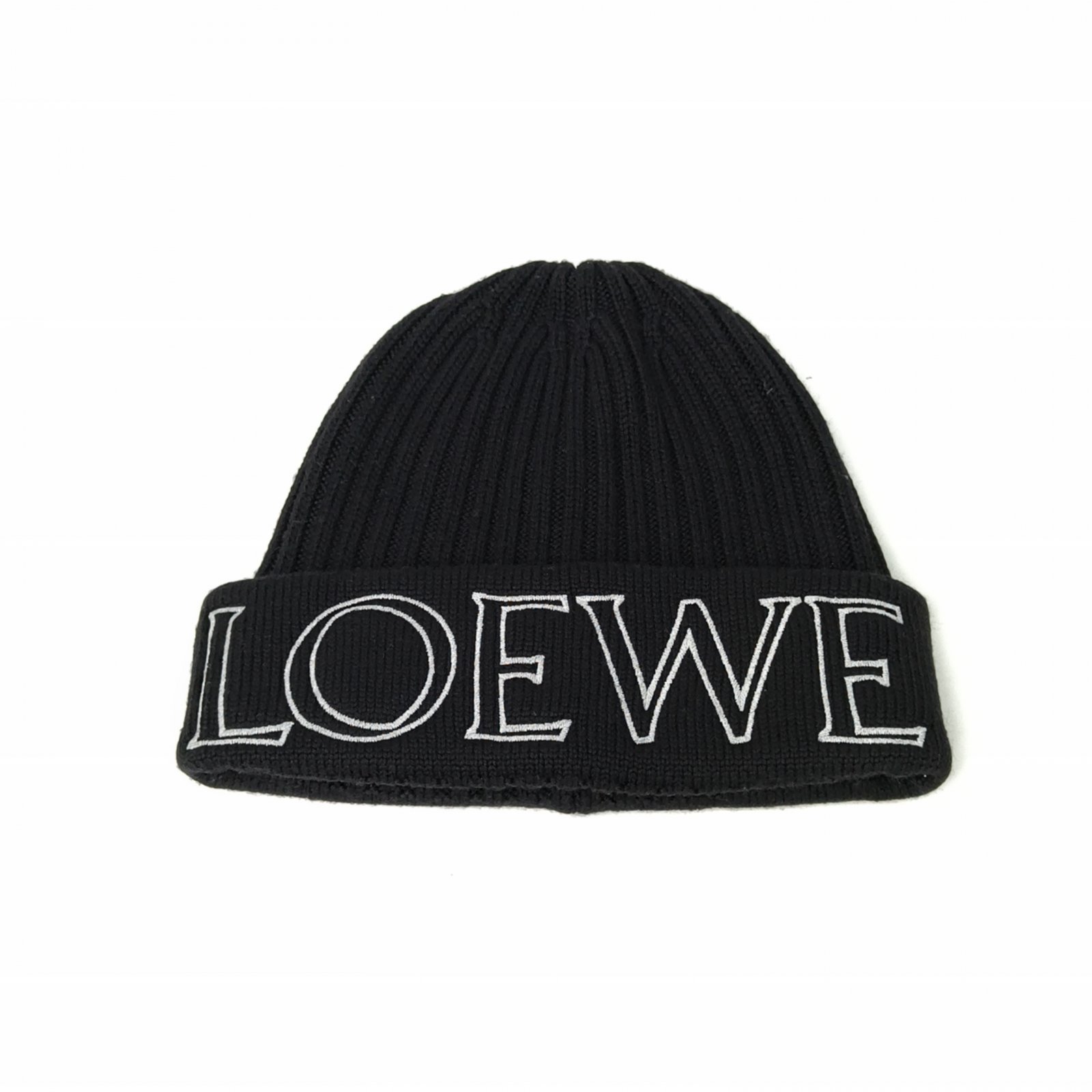 99新 LOEWE/罗意威 【lu】 黑色 羊毛 刺绣字母针织帽P245723334