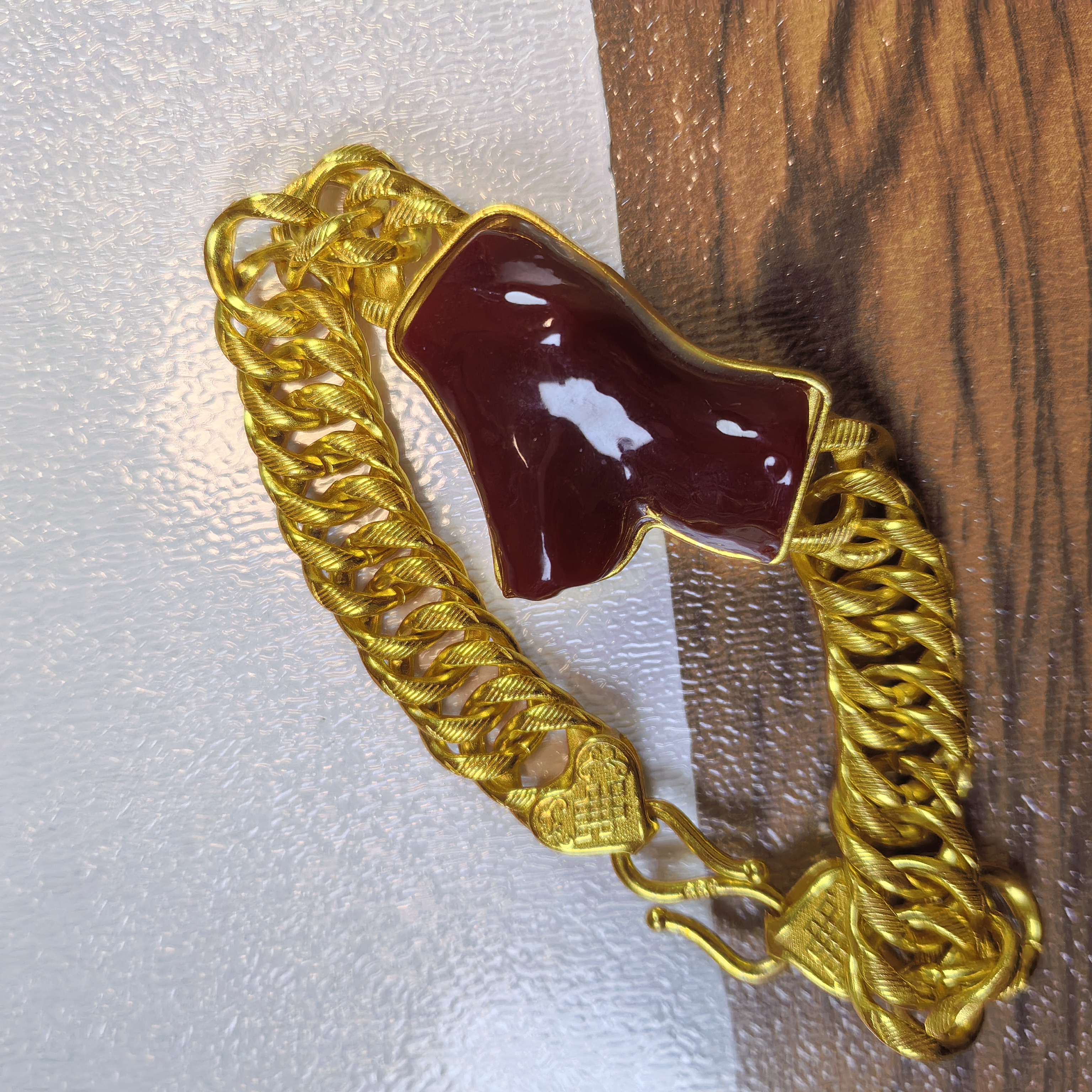 黄铜琉璃手链 黄铜镀金民族风 纯手工藏式设计玛娜手链