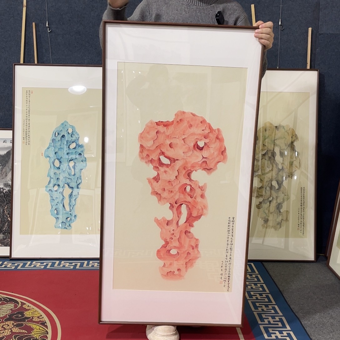 国画手绘画作品带框60/120