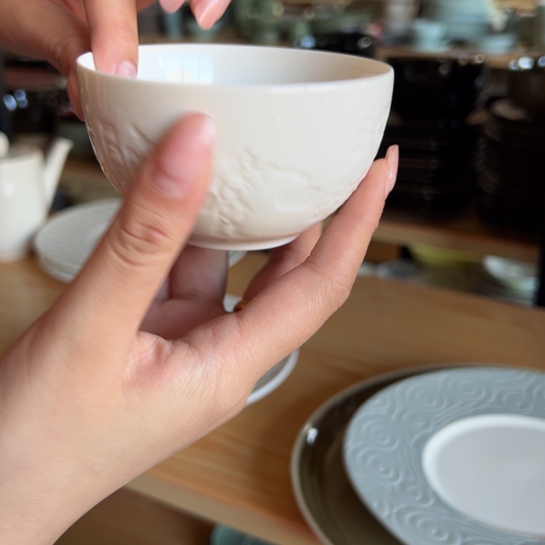 7***7新骨瓷瑕疵慎拍暖白手作小碗 4寸