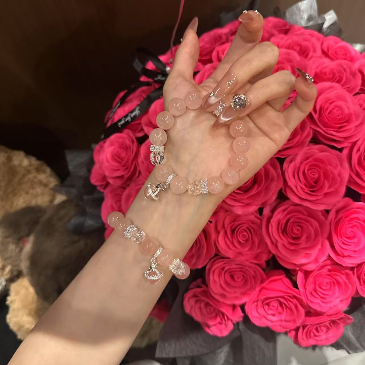 S797 「粉水土星」粉水设计手串 颜色微差