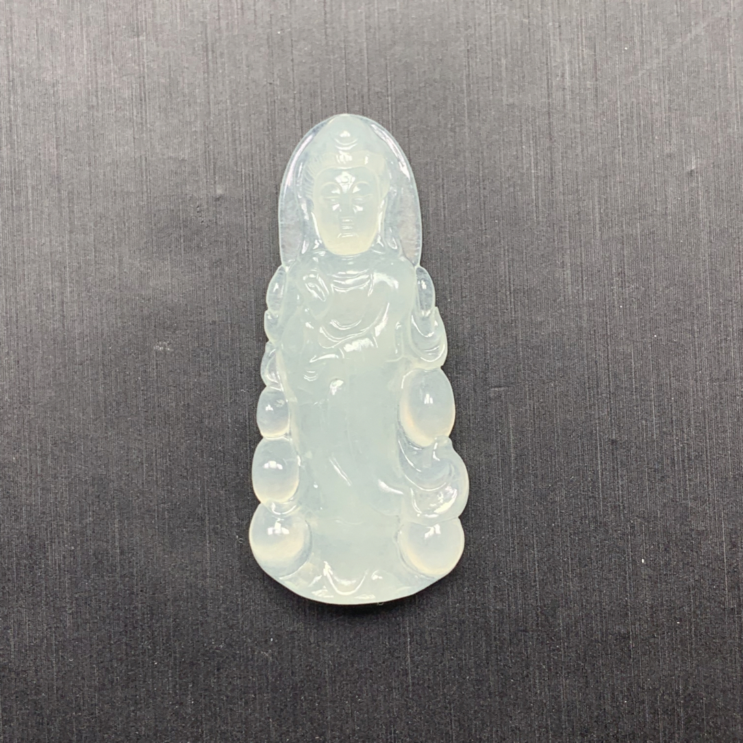 天然缅甸翡翠A货 冰起胶站观音