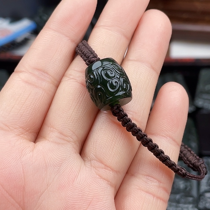 蛇纹石玉未镶嵌挂件泰山玉转运珠